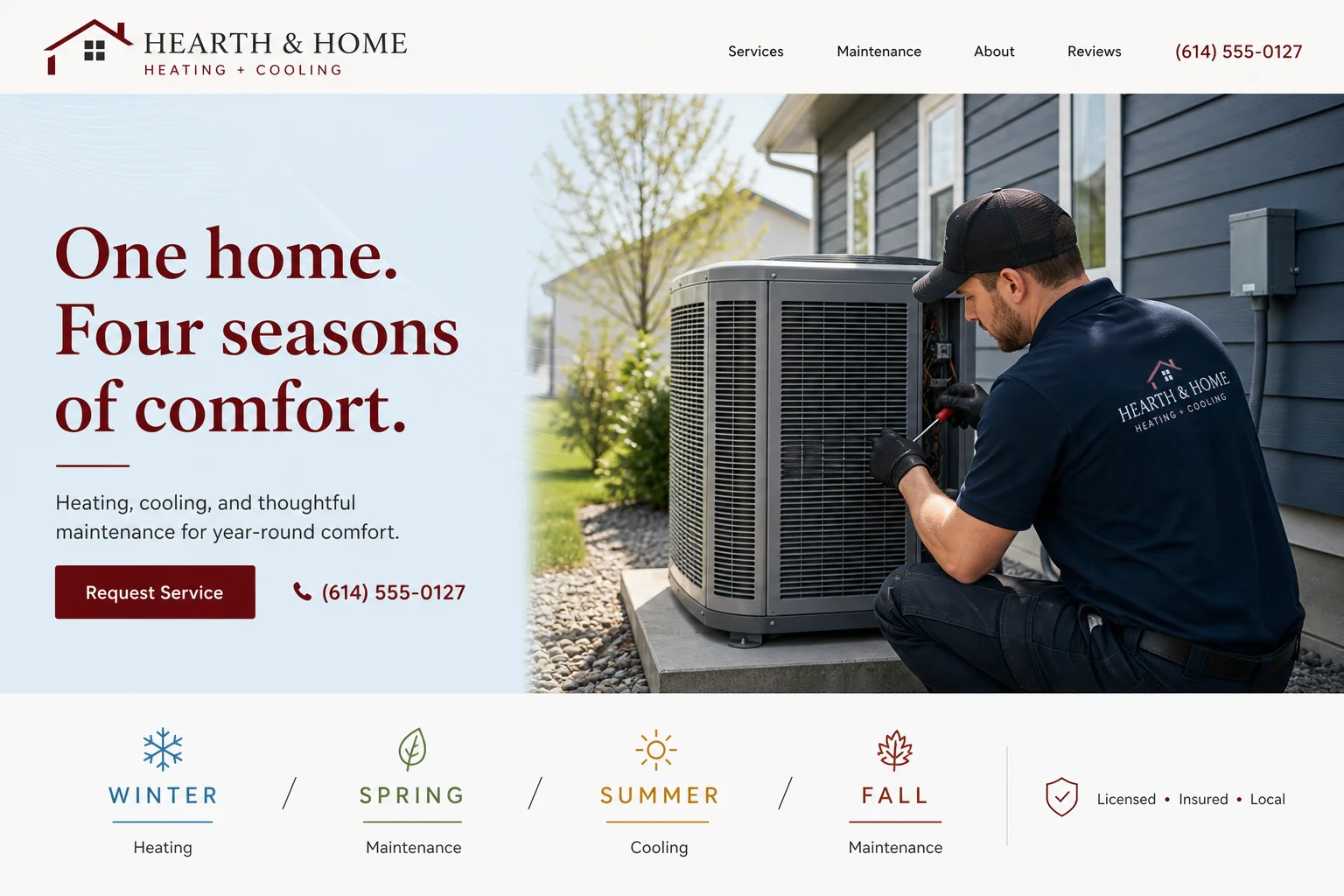 Custom website concept for a hvac business